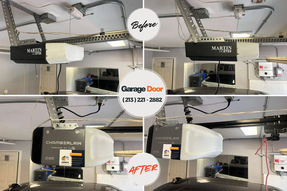 Before and after: garage door repair Bridge City, LA